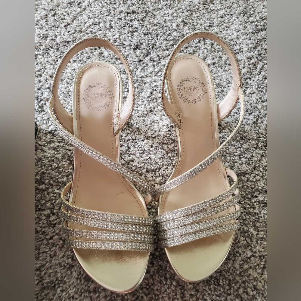 Sparkling Gold Strappy Heels